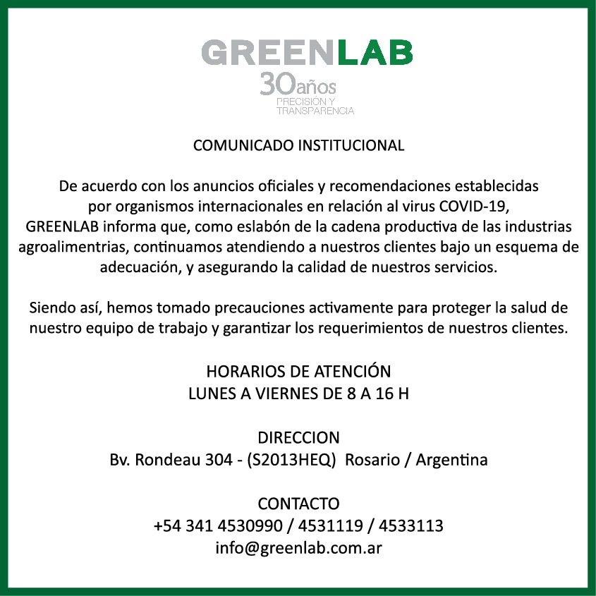 Comunicado institucional de GREENLAB